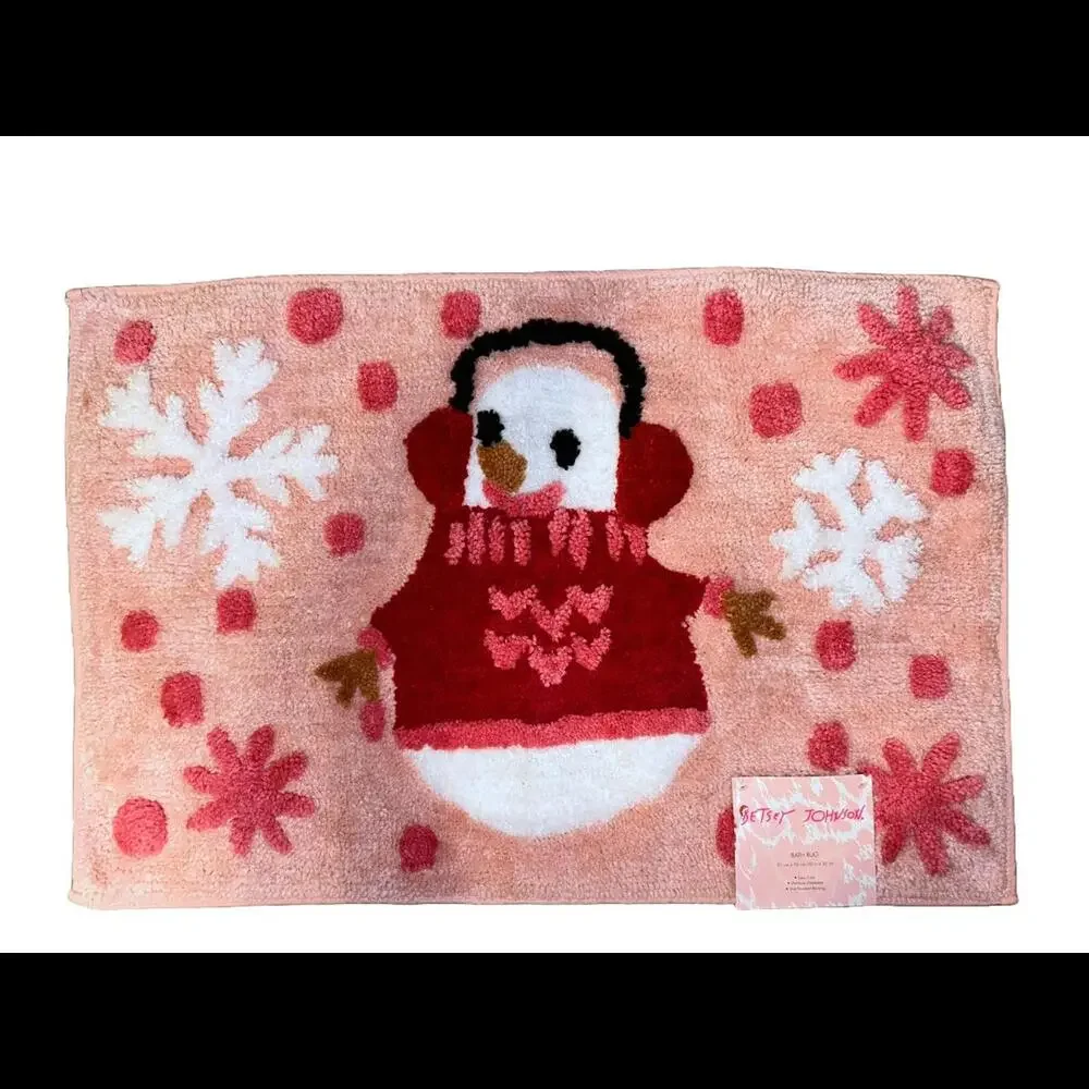 Betsey Johnson Pink Snowman Bath Mat